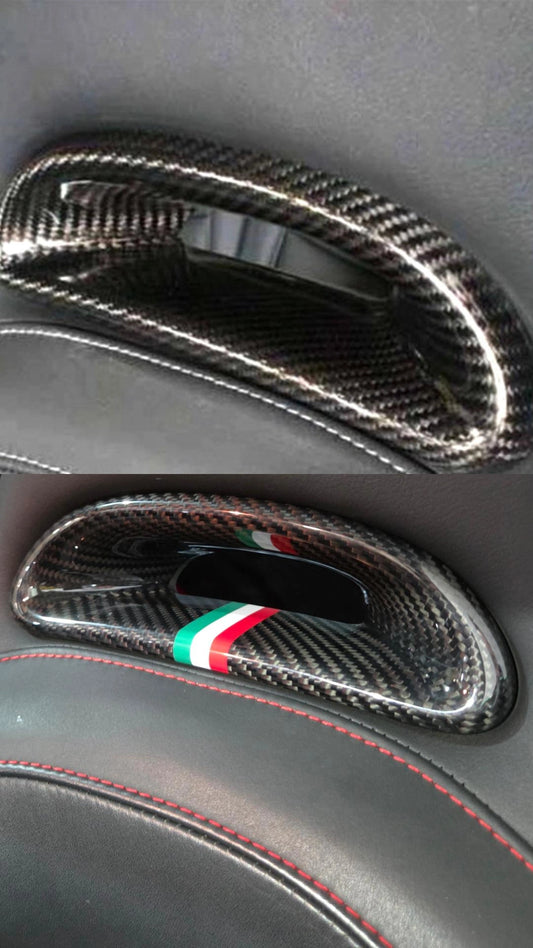 Abarth Fibra de Carbono Cover Reposacabezas Asientos OEM No Sabelt Headrest Seats (4 piezas)