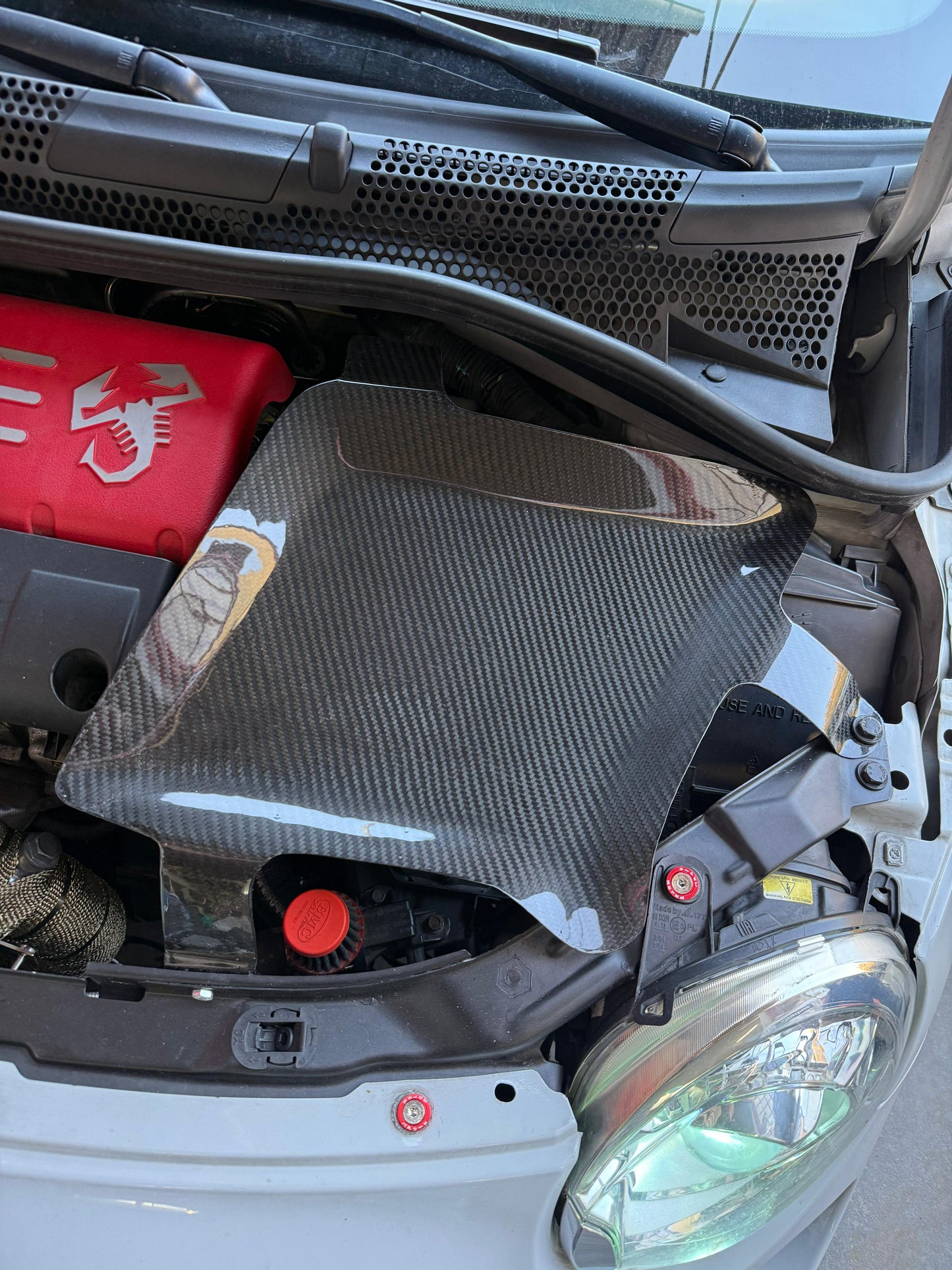 Abarth Cover Bateria Battery 100% Real Carbon Fiber