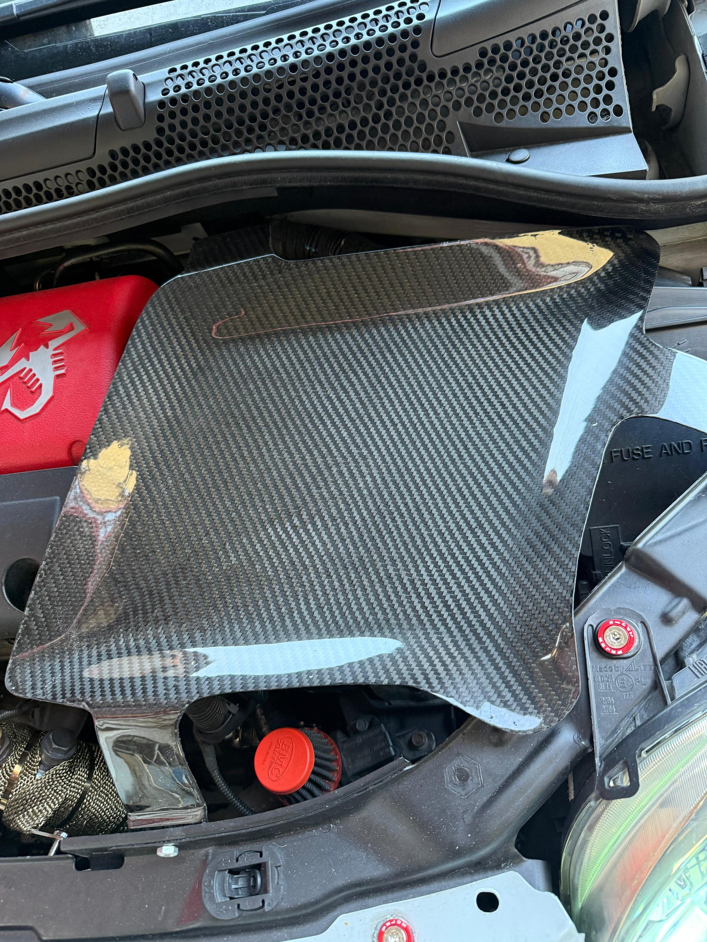 Abarth Cover Bateria Battery 100% Real Carbon Fiber