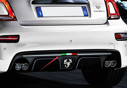 Abarth 2016+ Restyling Añadido Cover Carbon Fiber Italian Flag Rear Lip Diffusser Detail