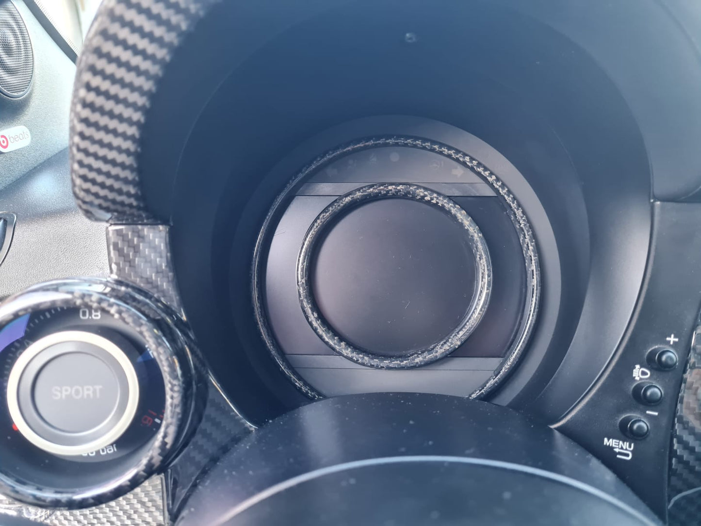 Abarth 2015-2024 Digital TFT Aros Carbono Carbon Fiber Tachometer Rings