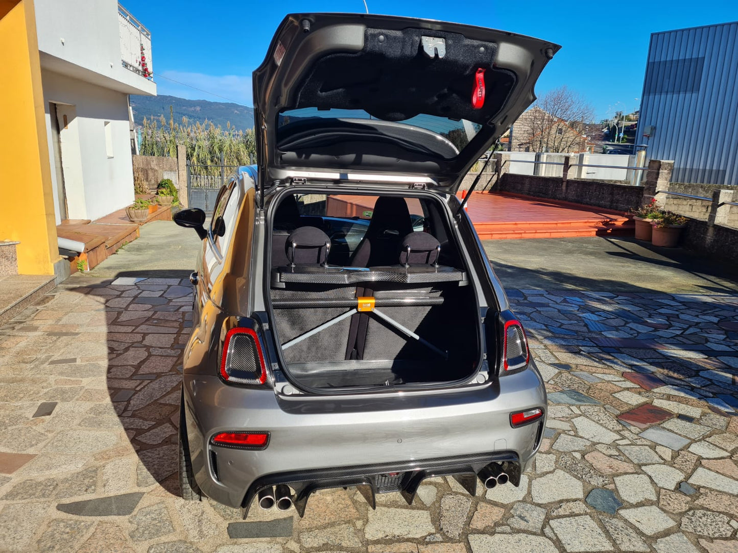 Abarth Cover Fibra de Carbono Respaldo Asientos Traseros