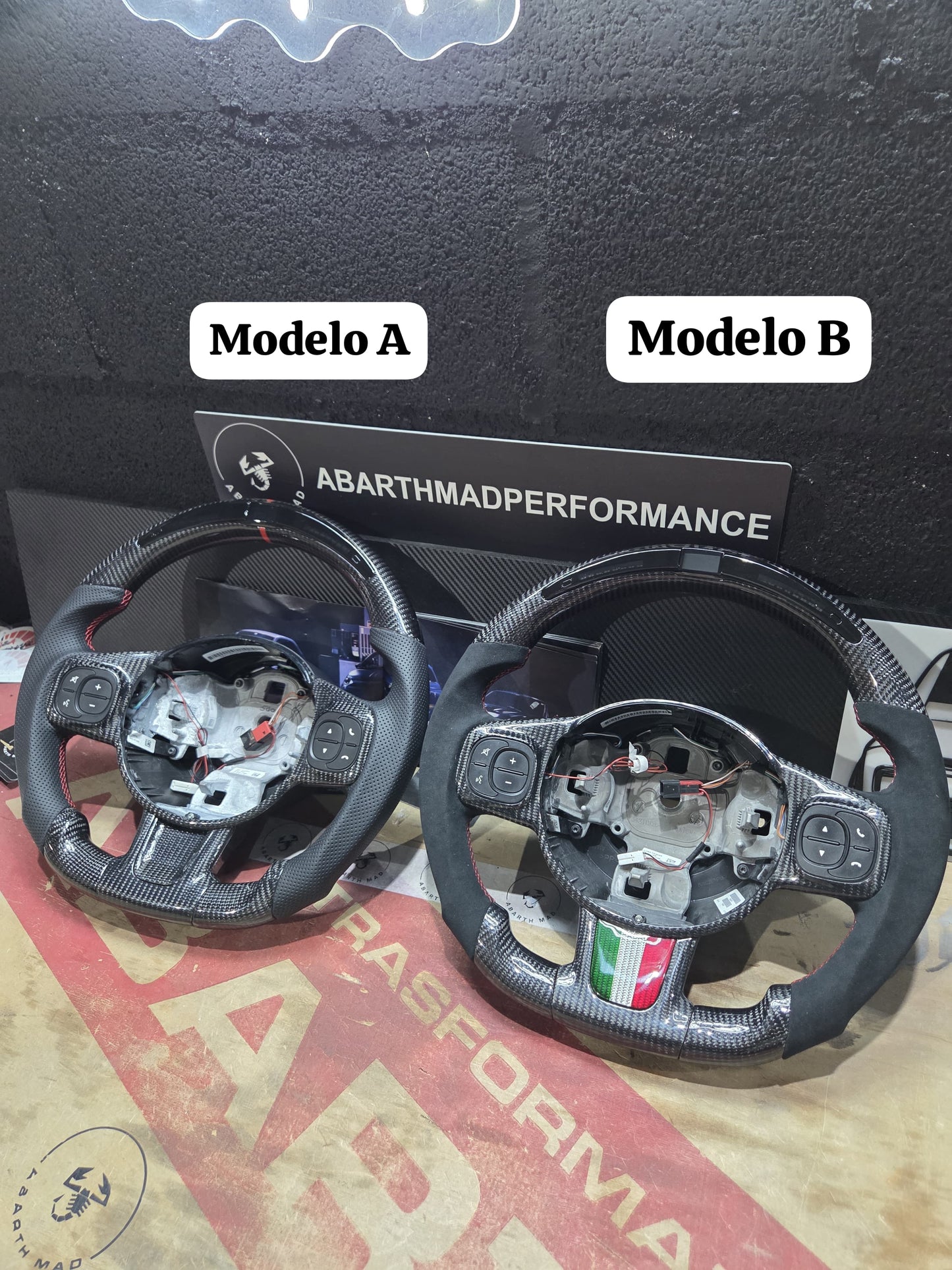 Abarth Display Led Carbon Fiber Steering Wheel Volante Carbono Custom