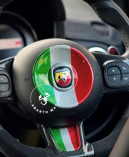 Abarth Aro Full Cover Airbag Volante Fibra De Carbono Italia 🇮🇹 100% Real Steering Wheel Airbag Cover