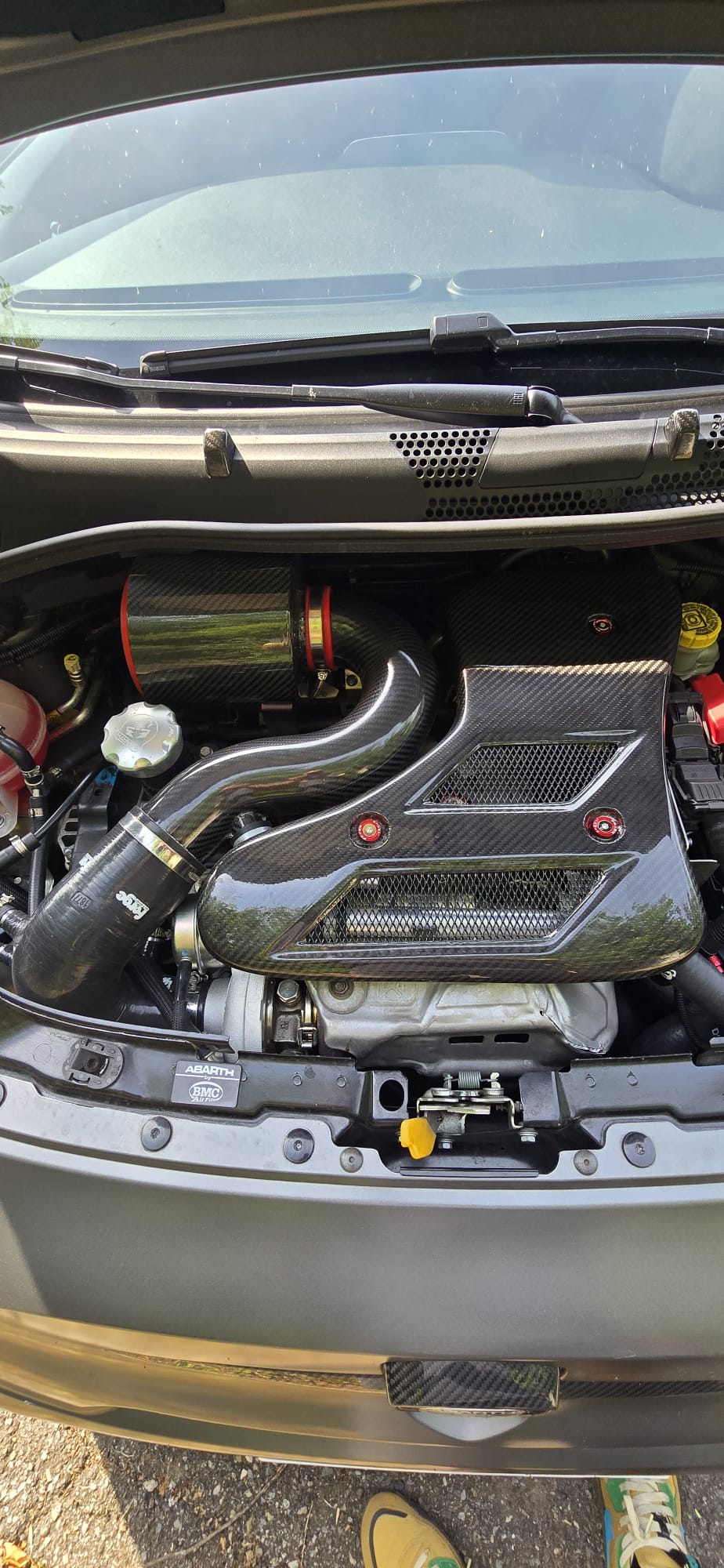 Abarth 500 All Model Carbon Fiber Biposto Style Intake Cover Admisión Completa Fibra de Carbono Tapa