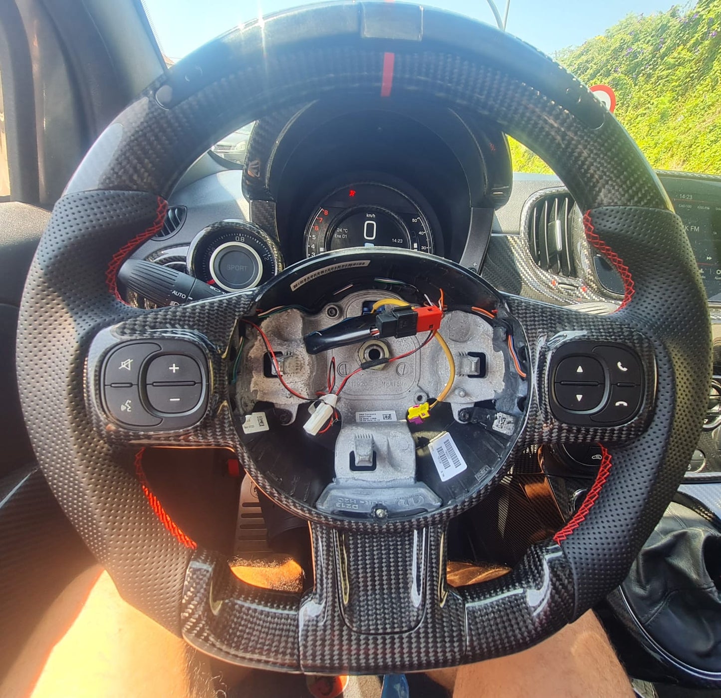 Abarth 500 Display Led Carbon Fiber Steering Wheel Volante Carbono Custom