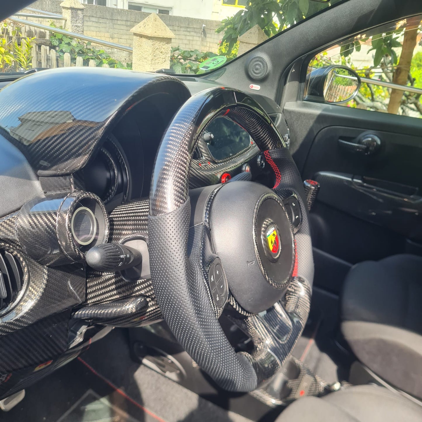 Abarth 500 Display Led Carbon Fiber Steering Wheel Volante Carbono Custom