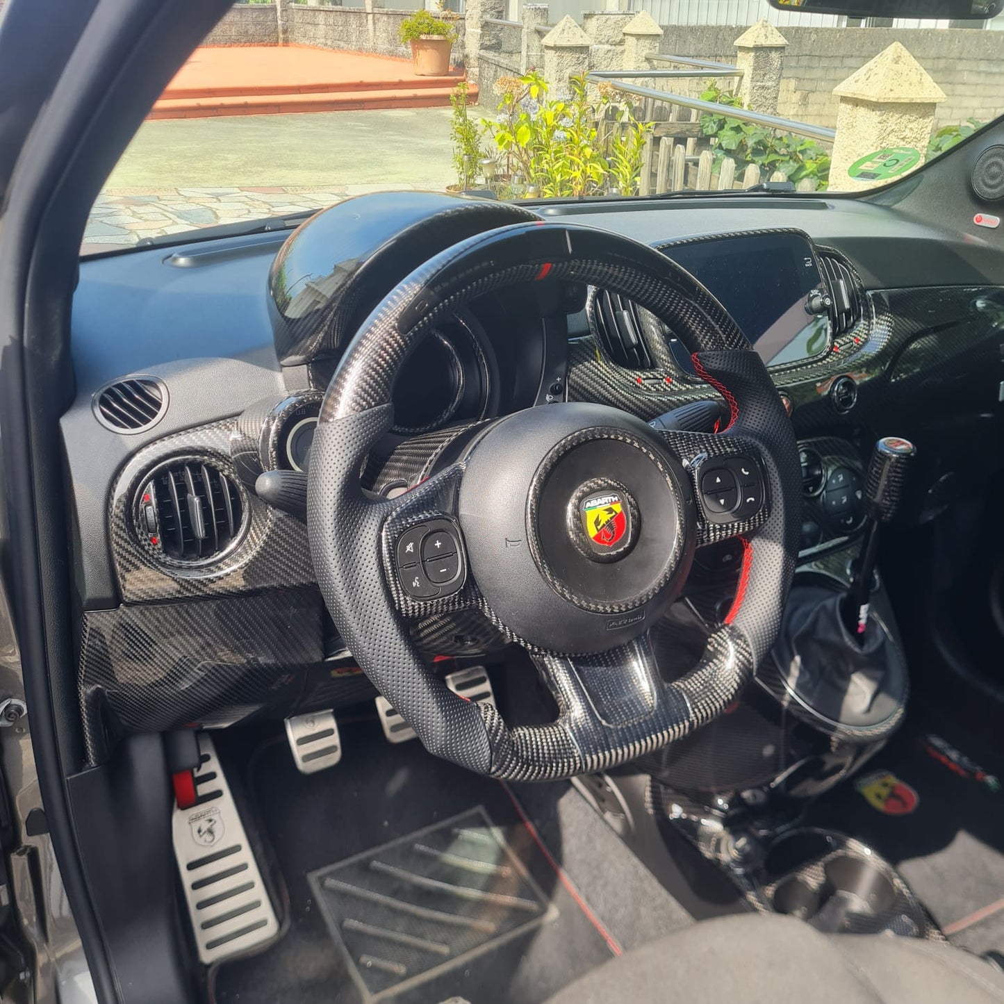 Abarth 500 Display Led Carbon Fiber Steering Wheel Volante Carbono Custom