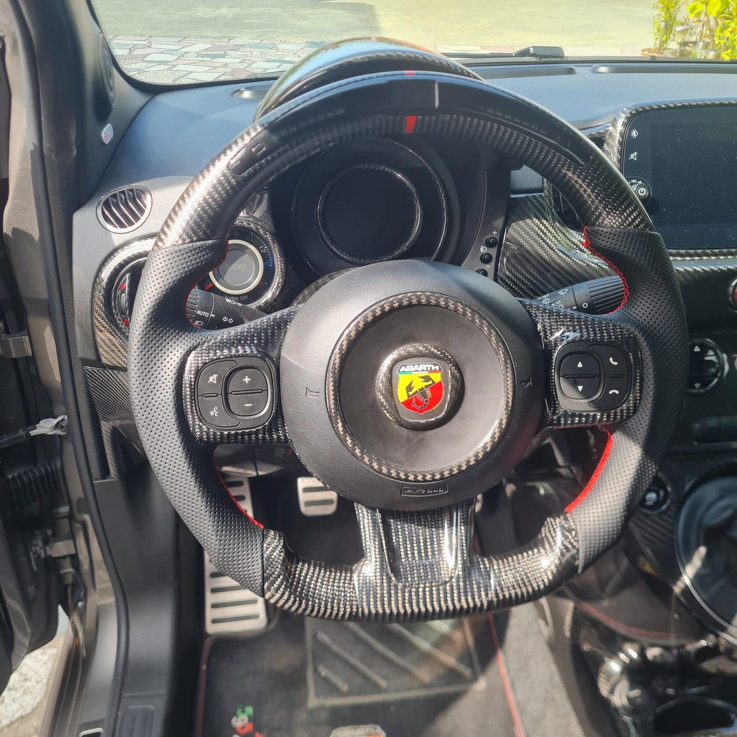 Abarth 500 Display Led Carbon Fiber Steering Wheel Volante Carbono Custom