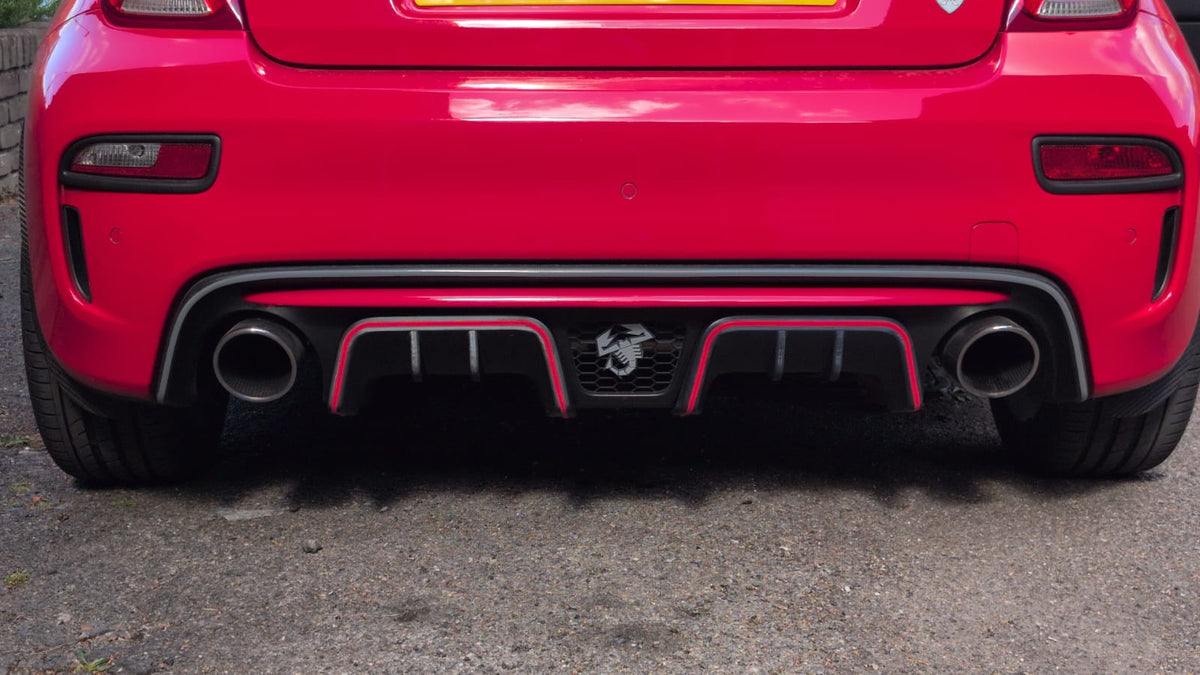 Abarth 2016+ Restyling 3D Rear Racing F1 Style Diffusser Cover Set (2) Difusor Trasero Añadido