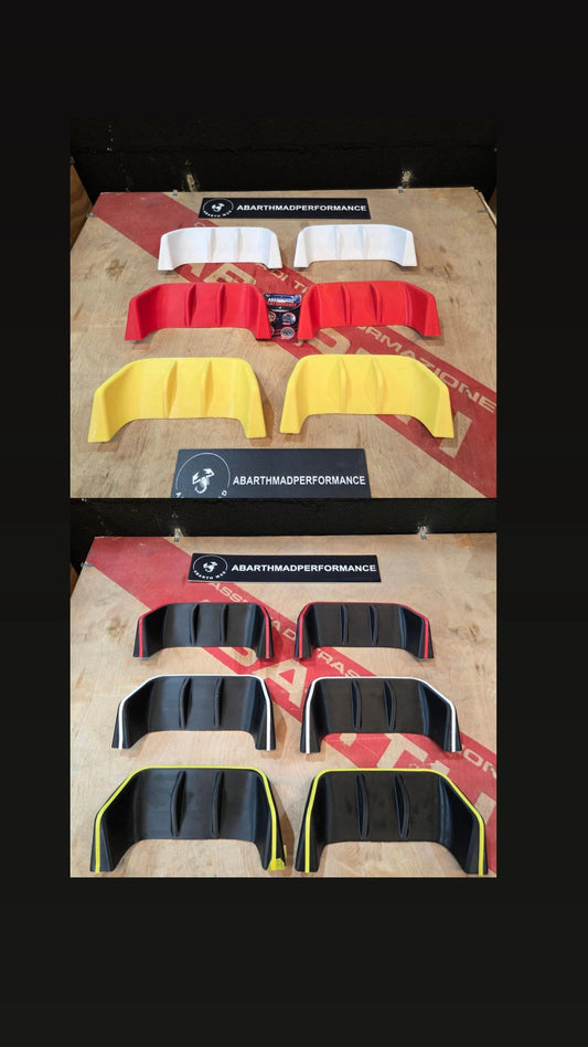 Abarth 2016+ Restyling 3D Rear Racing F1 Style Diffusser Cover Set (2) Difusor Trasero Añadido