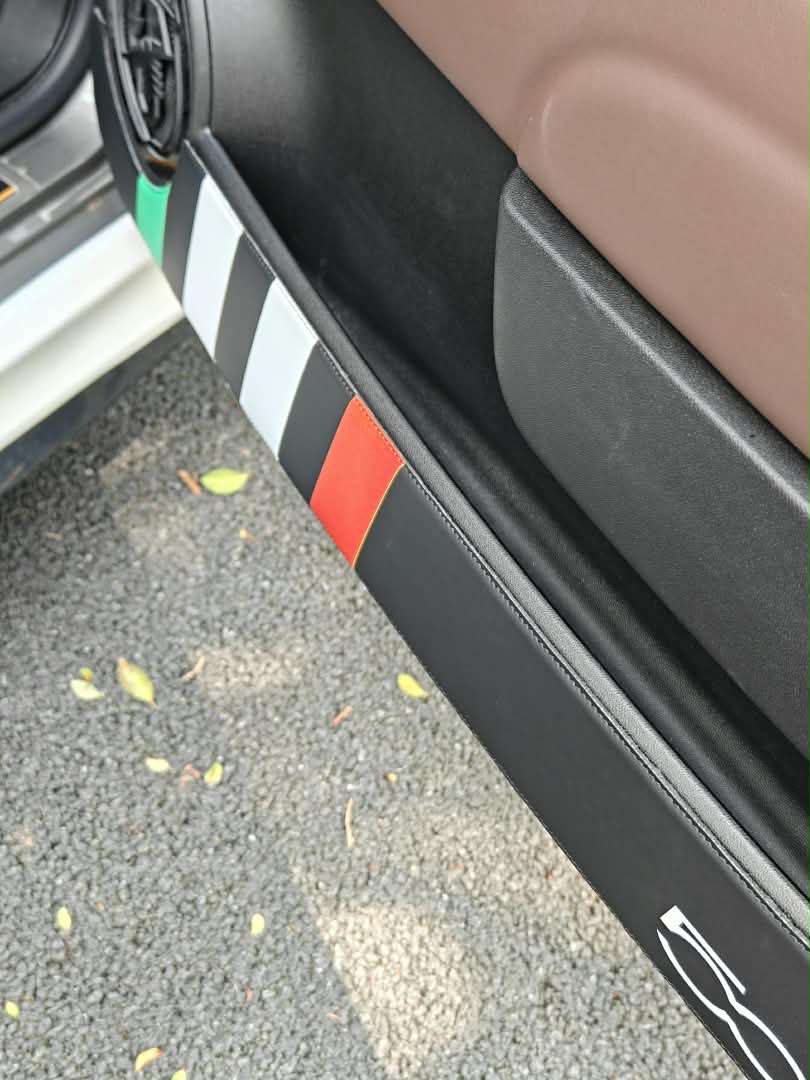 Abarth Fiat 500 All Model Set (2) Pair Door Panel Kick Pad Protectores Puertas Delanteras Paneles Piel