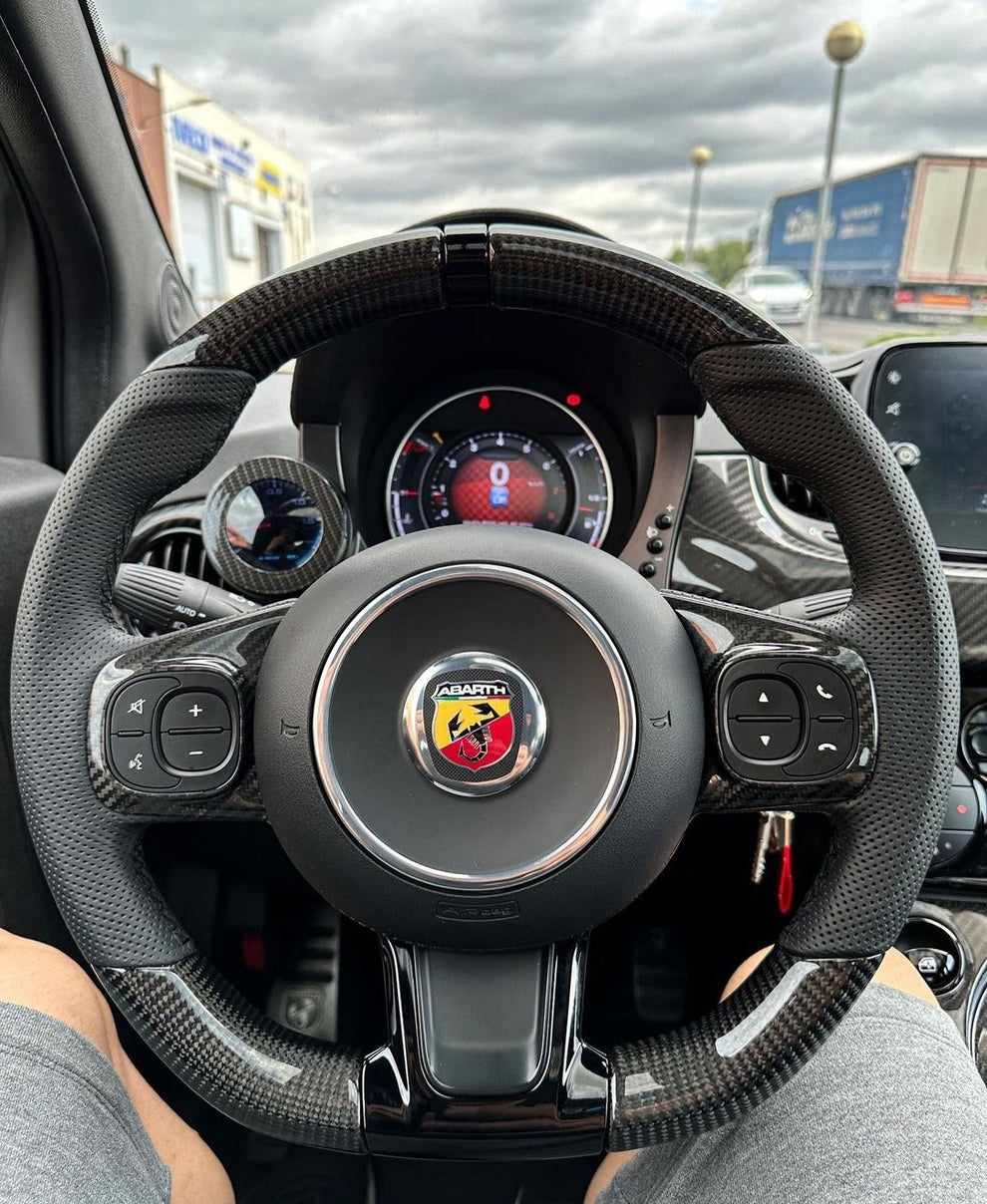 Abarth Display Led Carbon Fiber Steering Wheel Volante Carbono Custom