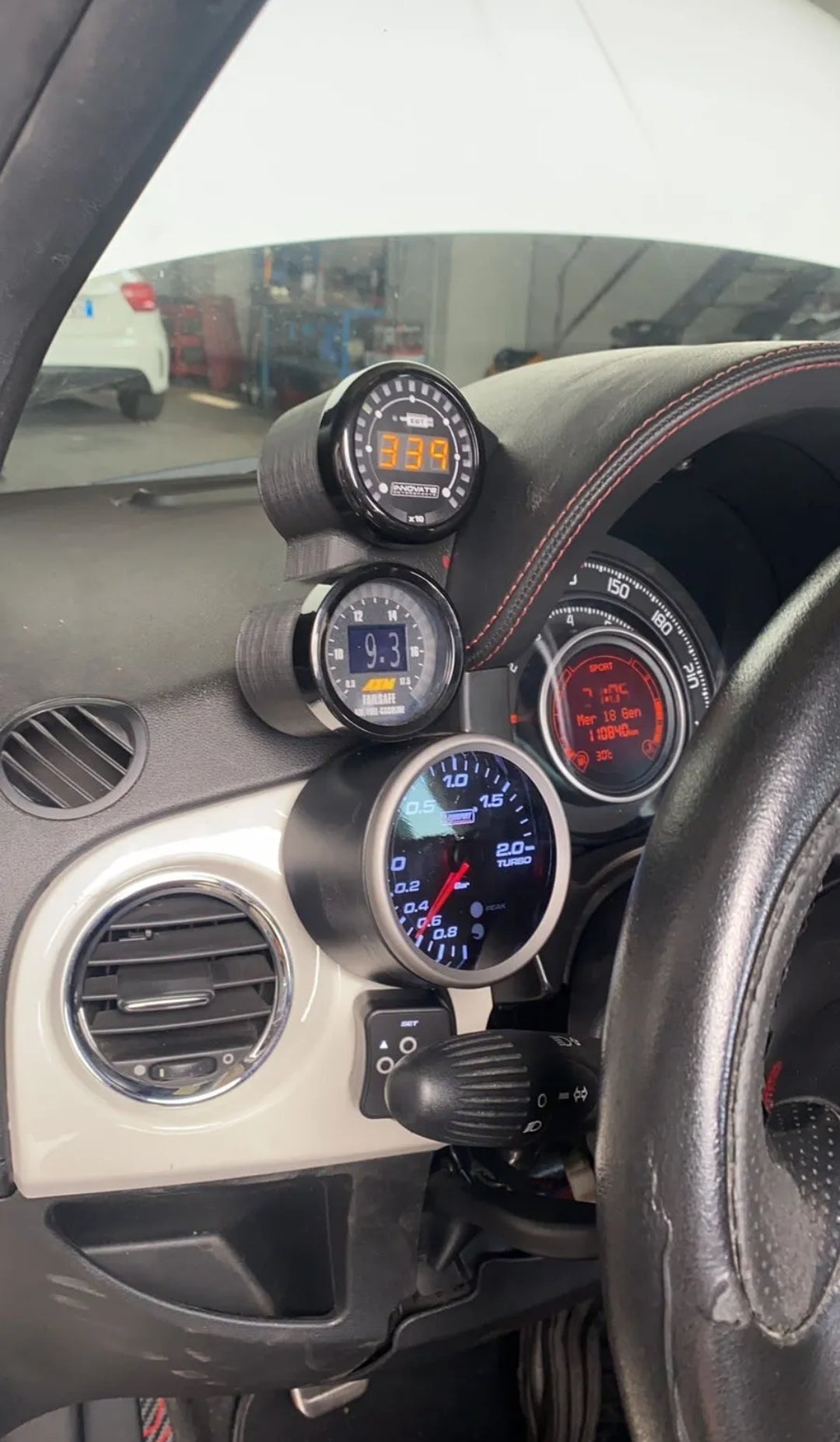 Abarth Support for Single or Double Gauges 52mm or 60mm to measure (AFR, EGT...)