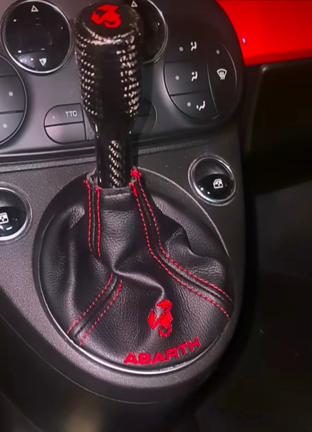 Abarth Knob Gear Cover Leather Fuelle Piel Cambio 🦂 ⚪️🔴🟡⚫️
