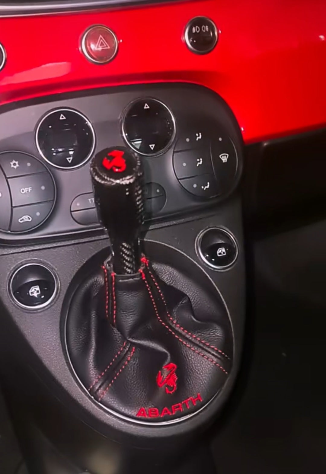Abarth Knob Gear Cover Leather Fuelle Piel Cambio 🦂 ⚪️🔴🟡⚫️