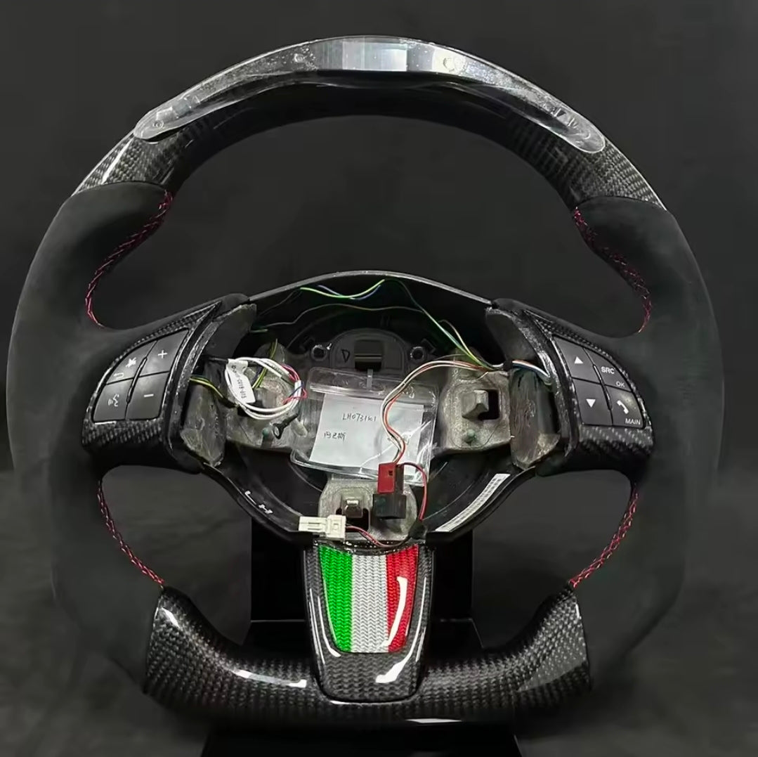 Abarth 500 Display Led Carbon Fiber Steering Wheel Volante Carbono Custom