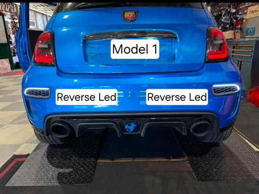 Abarth 500 Restyling Bumper Set Pareja (2) 3D Rear Reflector Lights Rejilla Paragolpes Trasero with LED Reverse Marcha atrás Foglight