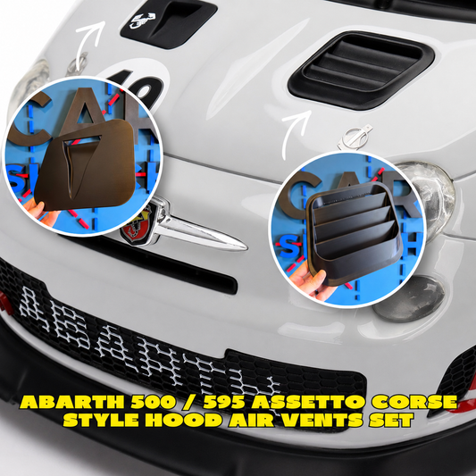 Abarth 500 All Model 3D Air Vents Set (2) Assetto Corse Hood Inserts Capó Salidas Aire