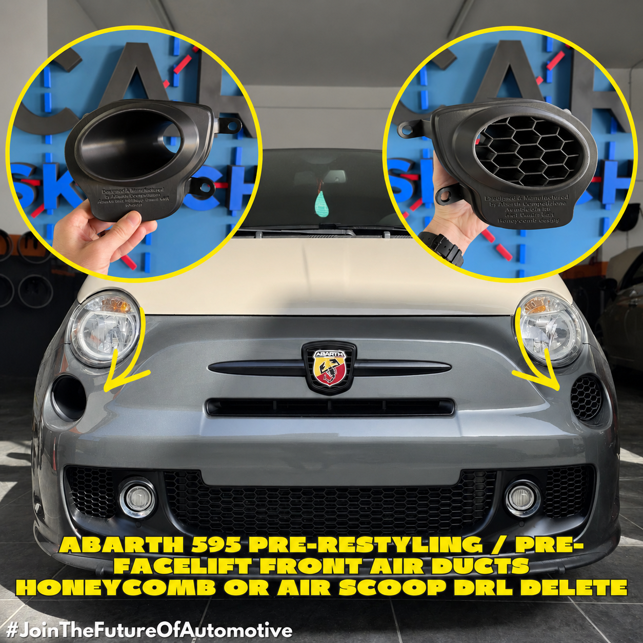 Abarth 2008-2016 Pre Facelit DRL pre restyling Front Air Ducts Bumper Intake Brakes Vent Frontal Conducto Aire Frenos Admisión