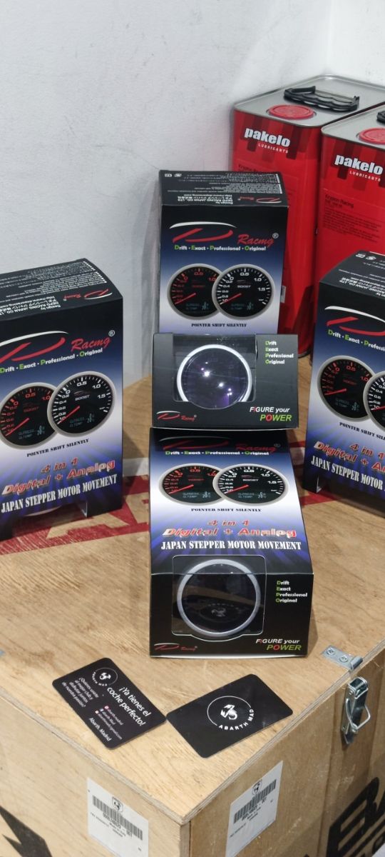 Kit Orologio Completo Abarth 60mm Indicatore 4 in 1 Depo Racing (Turbo, olio e batteria)