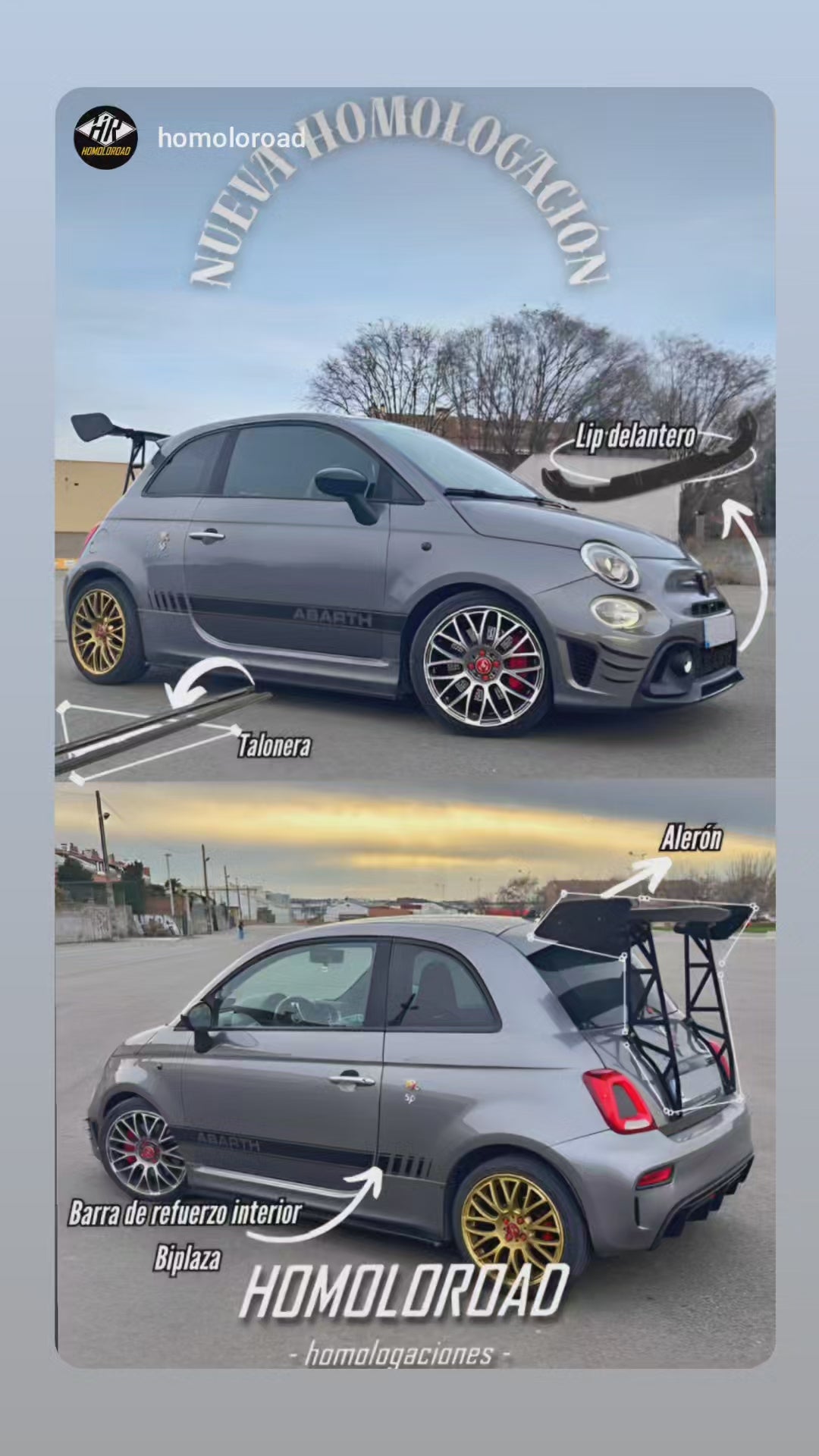 Abarth 500 Fiat All Model Spoiler Extreme Trackdays Racing